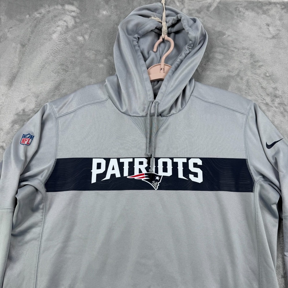 Nike NFL New England Patriots Hoodie Mens Medium Gray Football‎ Sweater